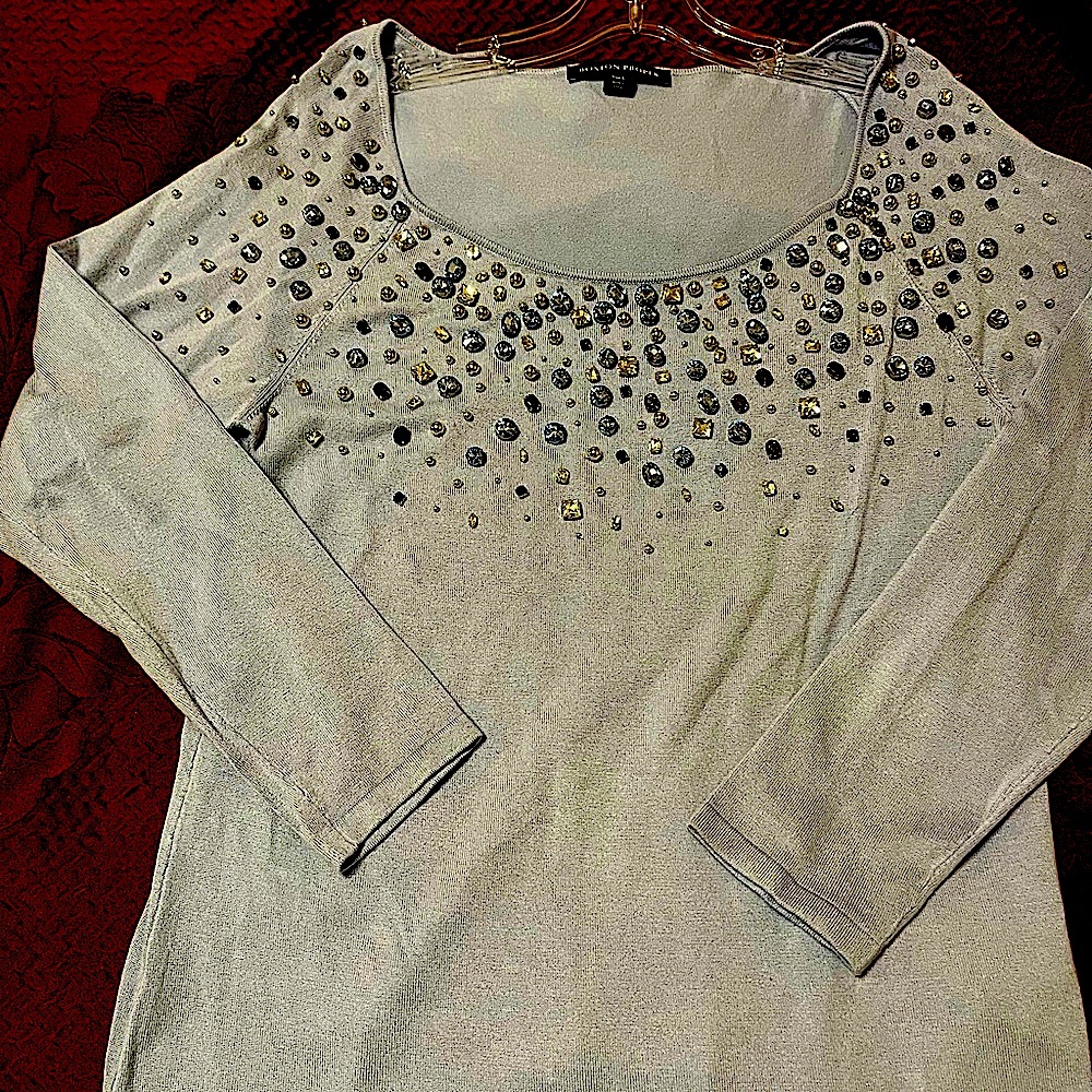Embellished Light Blue Women's Top